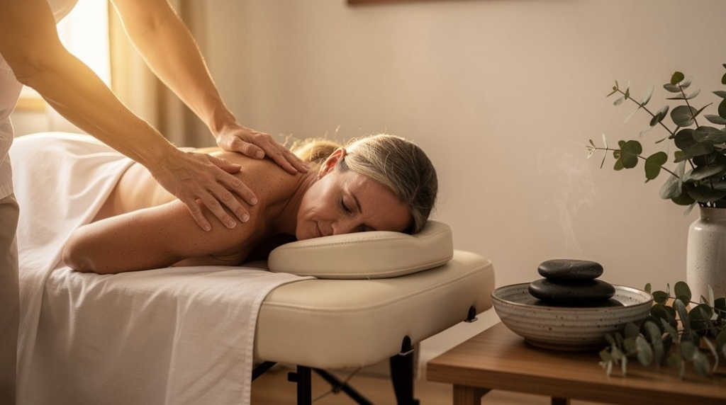 Chiropractic care relaxation massage therapy session at home