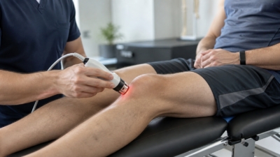 Laser therapy session clayton heights chiropractic knee care